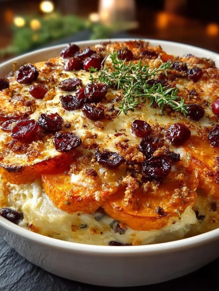Sweet Potato Cranberry Gratin