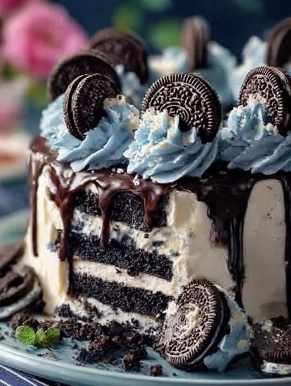 Blue White Oreo Cake