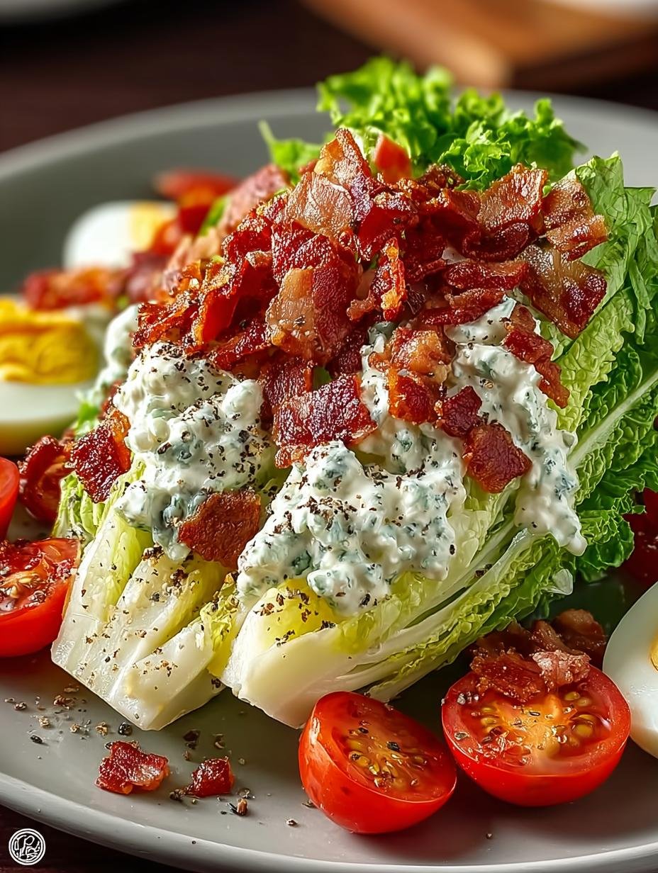 Delicious Loaded Wedge Salad with Homemade Ranch Surprise - Loaded Wedge Salad - additional detail