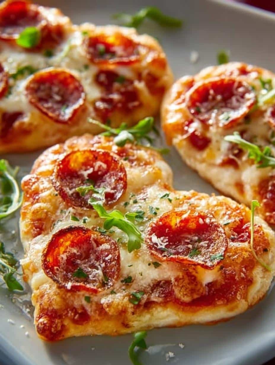 Mini Heart Shaped Pizzas