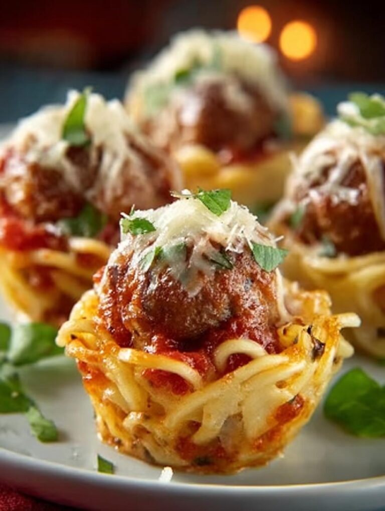 Mini Meatball Pasta Cups