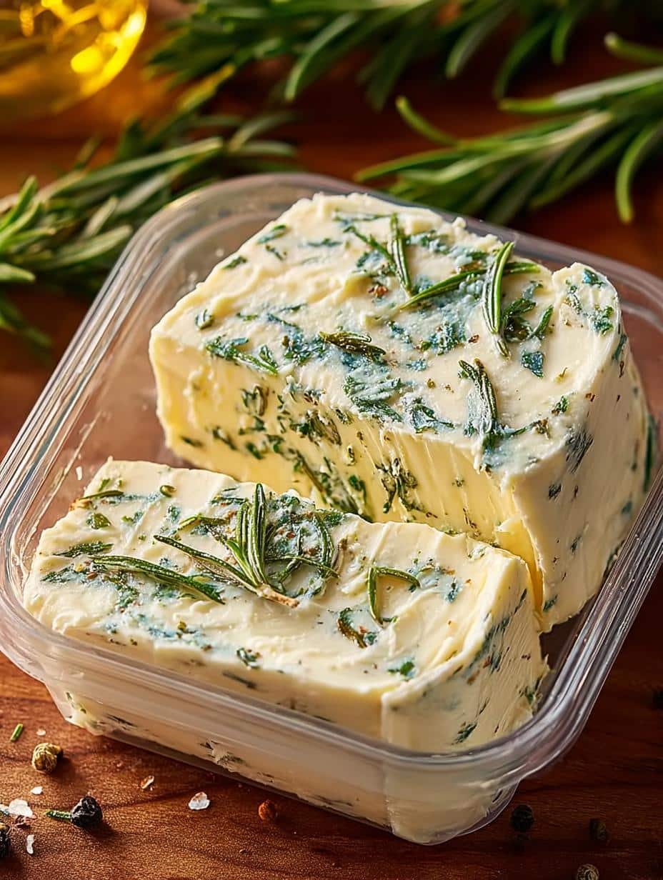 Irresistible rosemary butter spread on warm bread