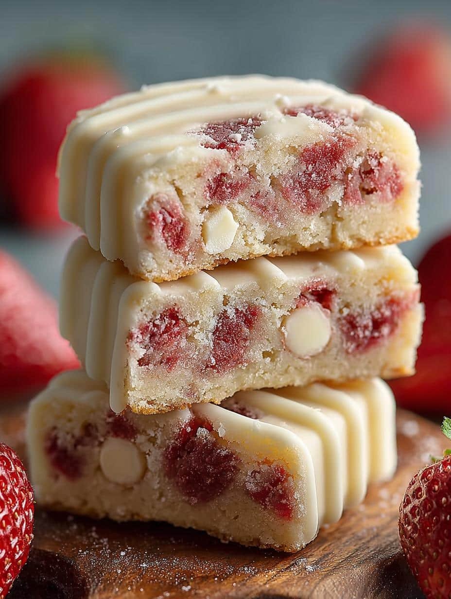 Delicious Strawberry White Chocolate Shortbread Recipe - Strawberry White Chocolate Shortbread - additional detail