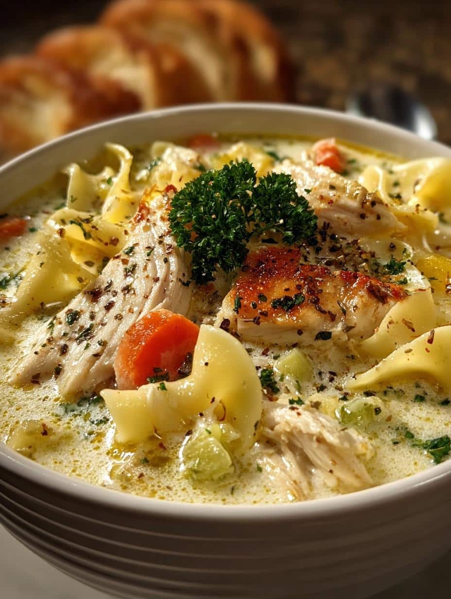 White Chicken Lasagna Soup