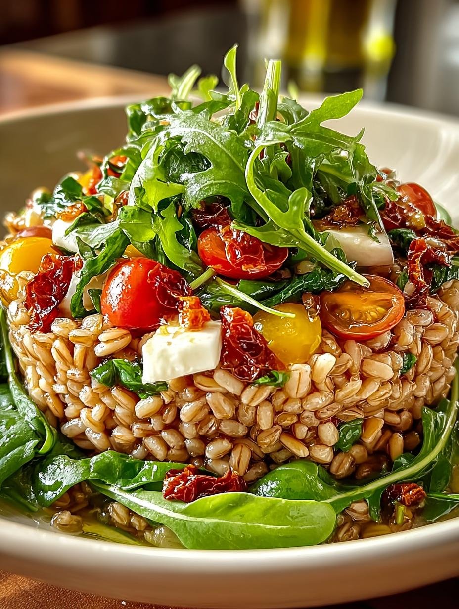 Antipasto Farro Salad with Sun-Dried Tomato Vinaigrette - Antipasto Farro Salad with - main visual representation