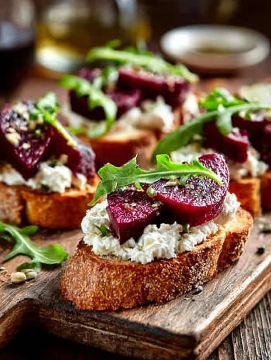 Beet Goat Cheese Crostini