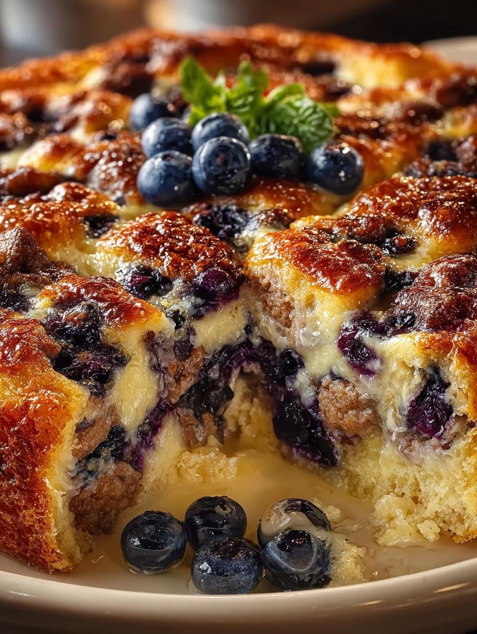 Blueberry Sausage Pancake Casserole: A Sweet Delight - Blueberry Sausage Pancake Casserole - main visual representation