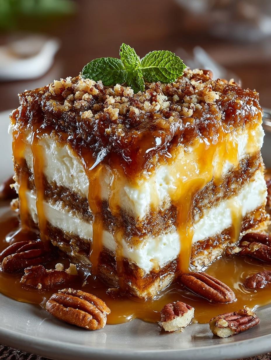 Caramel Pecan Lasagna Squares: 12 Layers of Delight - Caramel Pecan Lasagna Squares - main visual representation