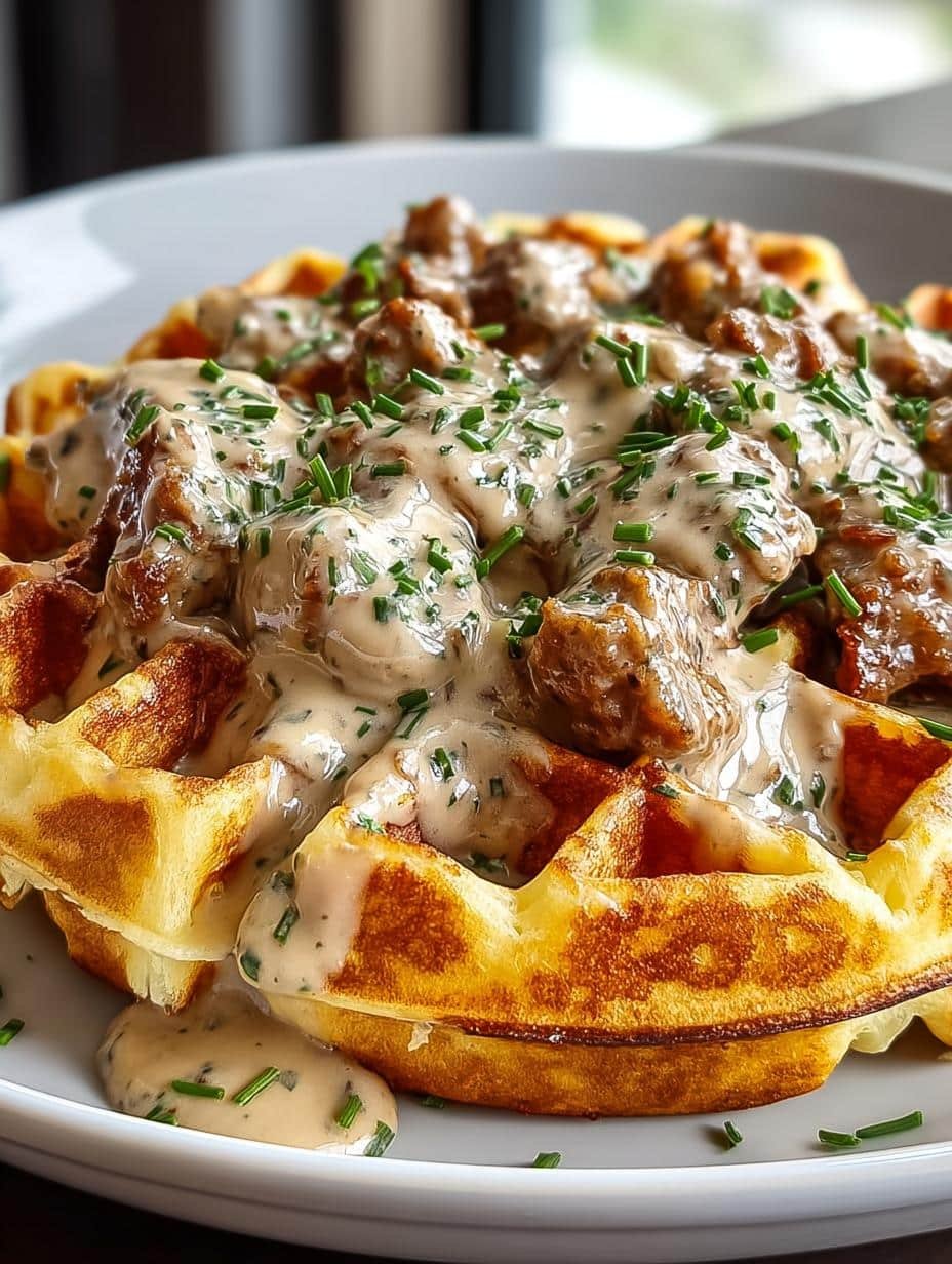 Cheddar Chive Waffles with