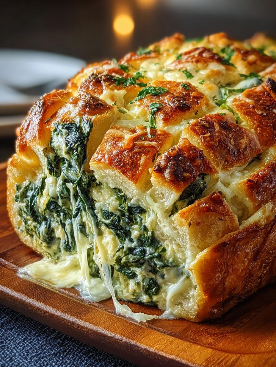 Cheesy Spinach Artichoke Pull: A Gooey Delight for Sharing - Cheesy Spinach Artichoke Pull - main visual representation
