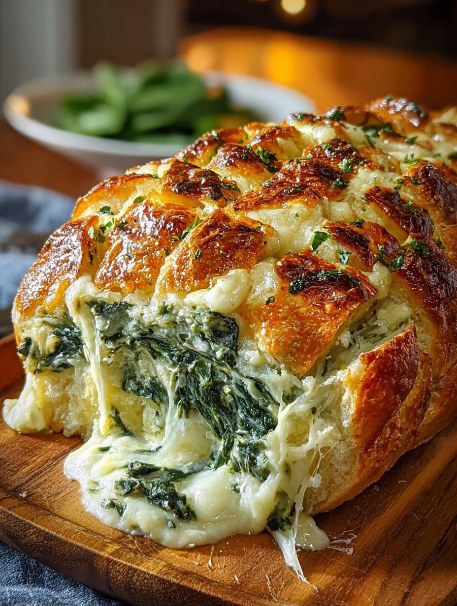 Cheesy Spinach Artichoke Pull: A Gooey Delight for Sharing - Cheesy Spinach Artichoke Pull - additional detail
