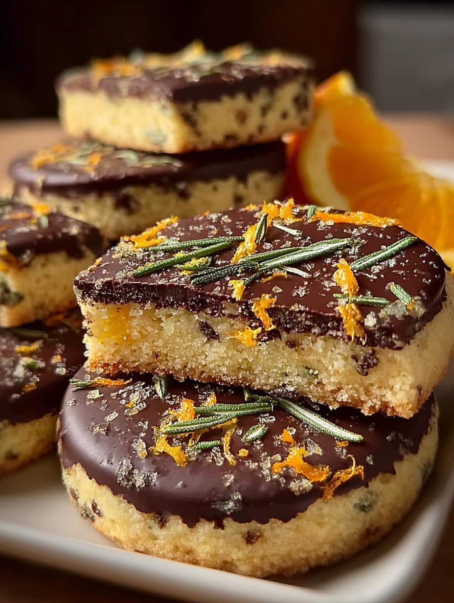 Chocolate Orange Rosemary Shortbread Delightful Treats - Chocolate Orange Rosemary Shortbread - additional detail