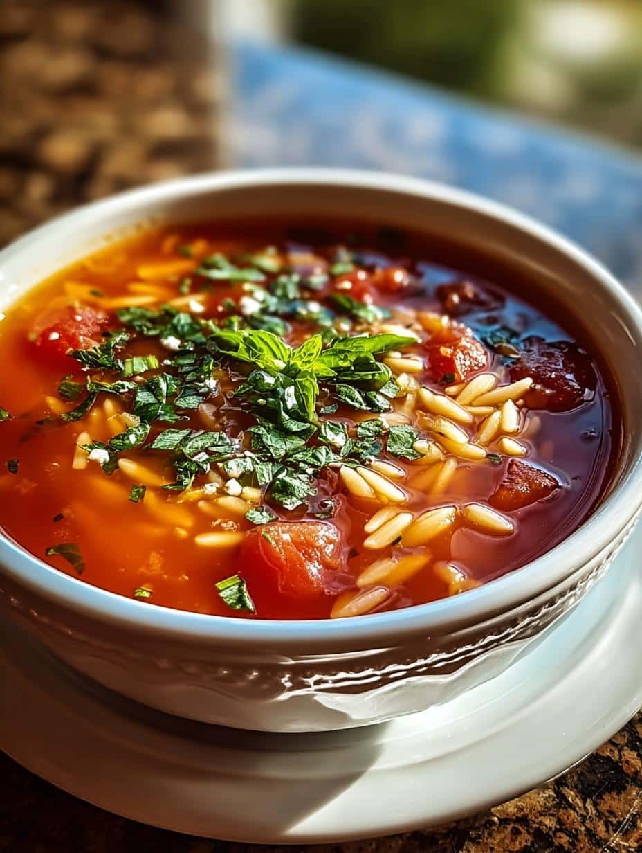 Comforting Greek Tomato Orzo Soup Ready in 30 Minutes - Greek Tomato Orzo Soup - additional detail