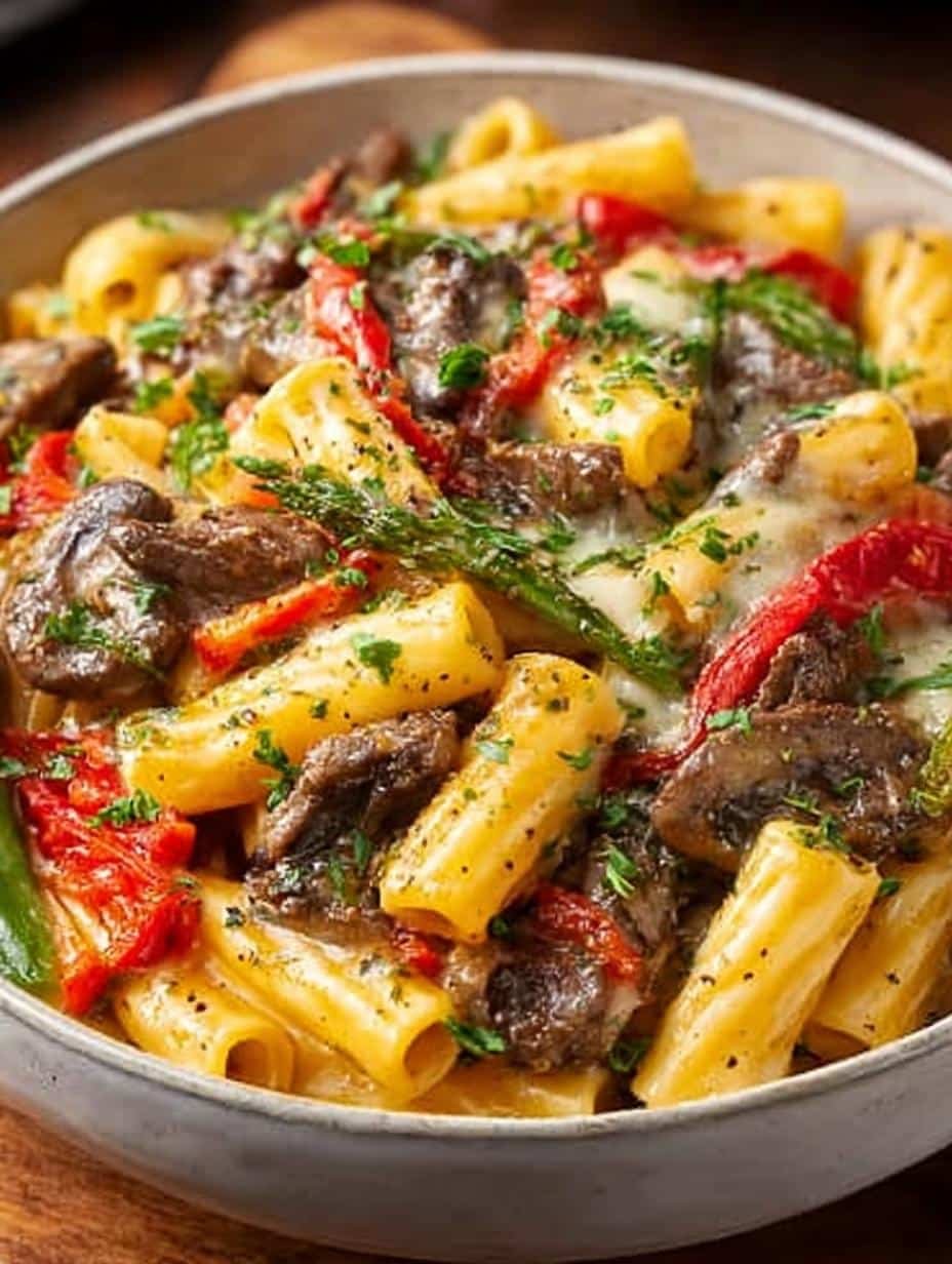Delicious Philly Cheesesteak Pasta: 35-Minute Recipe - Philly Cheesesteak Pasta - main visual representation