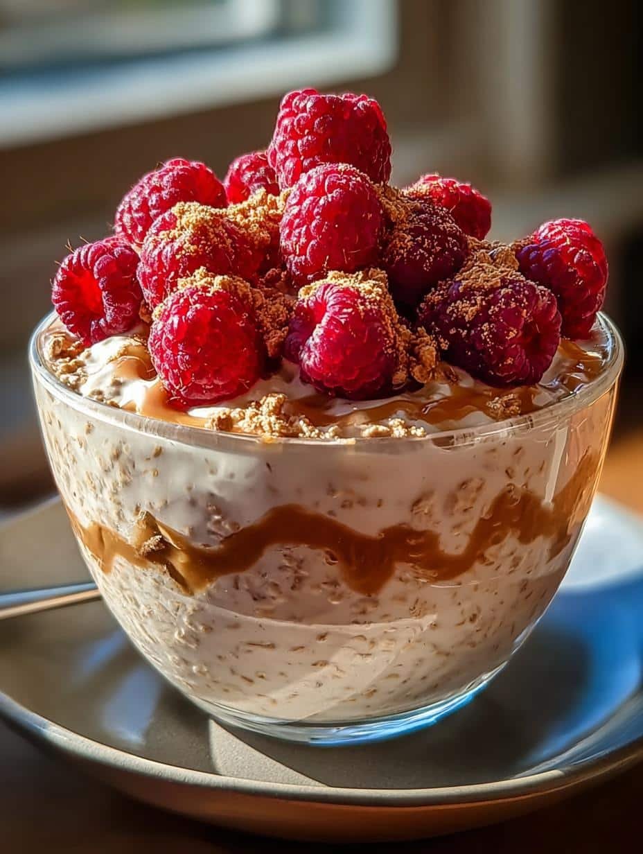 Raspberry Biscoff Overnight Oats