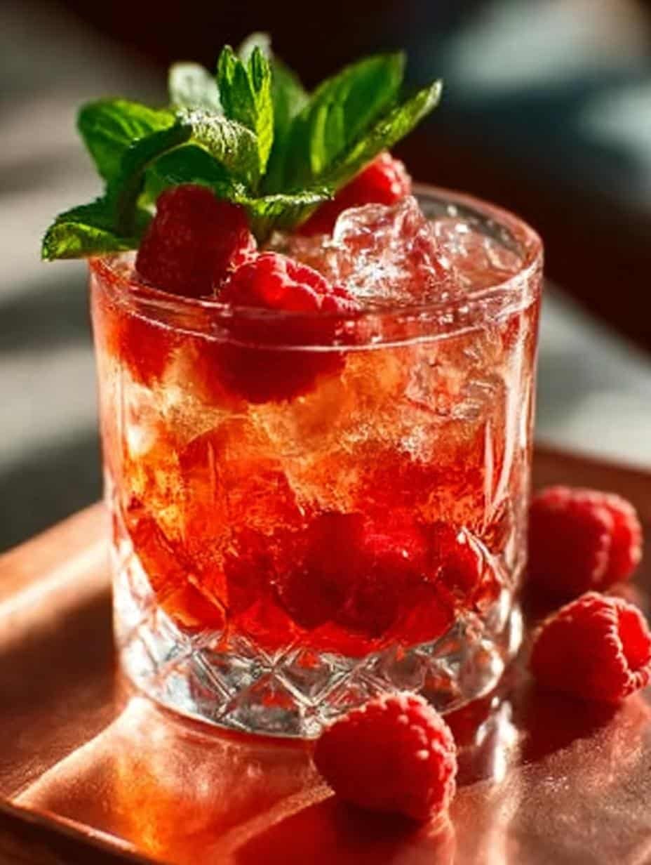 Raspberry Bourbon Smash Cocktail