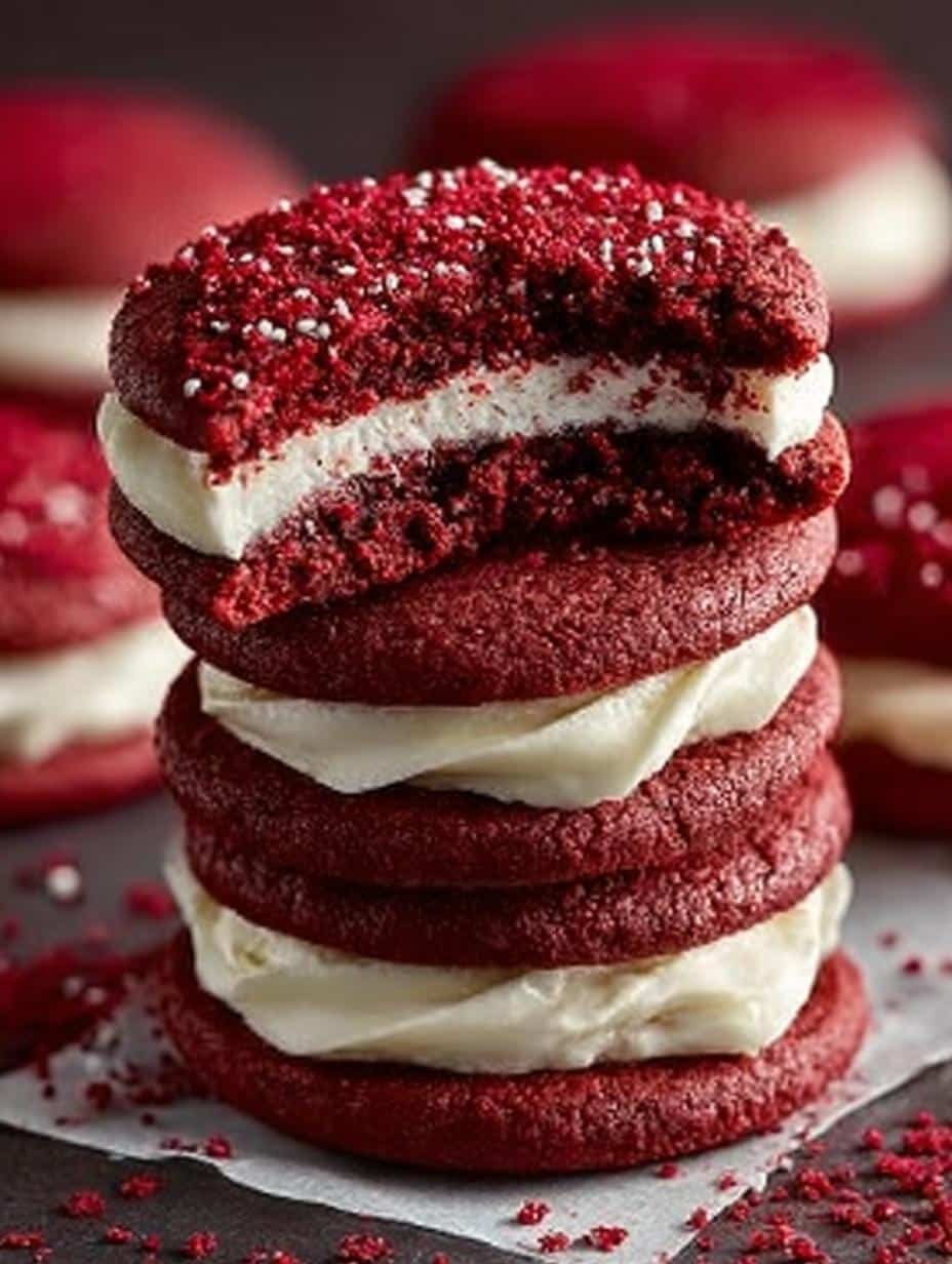 Red Velvet Cookie Sandwiches
