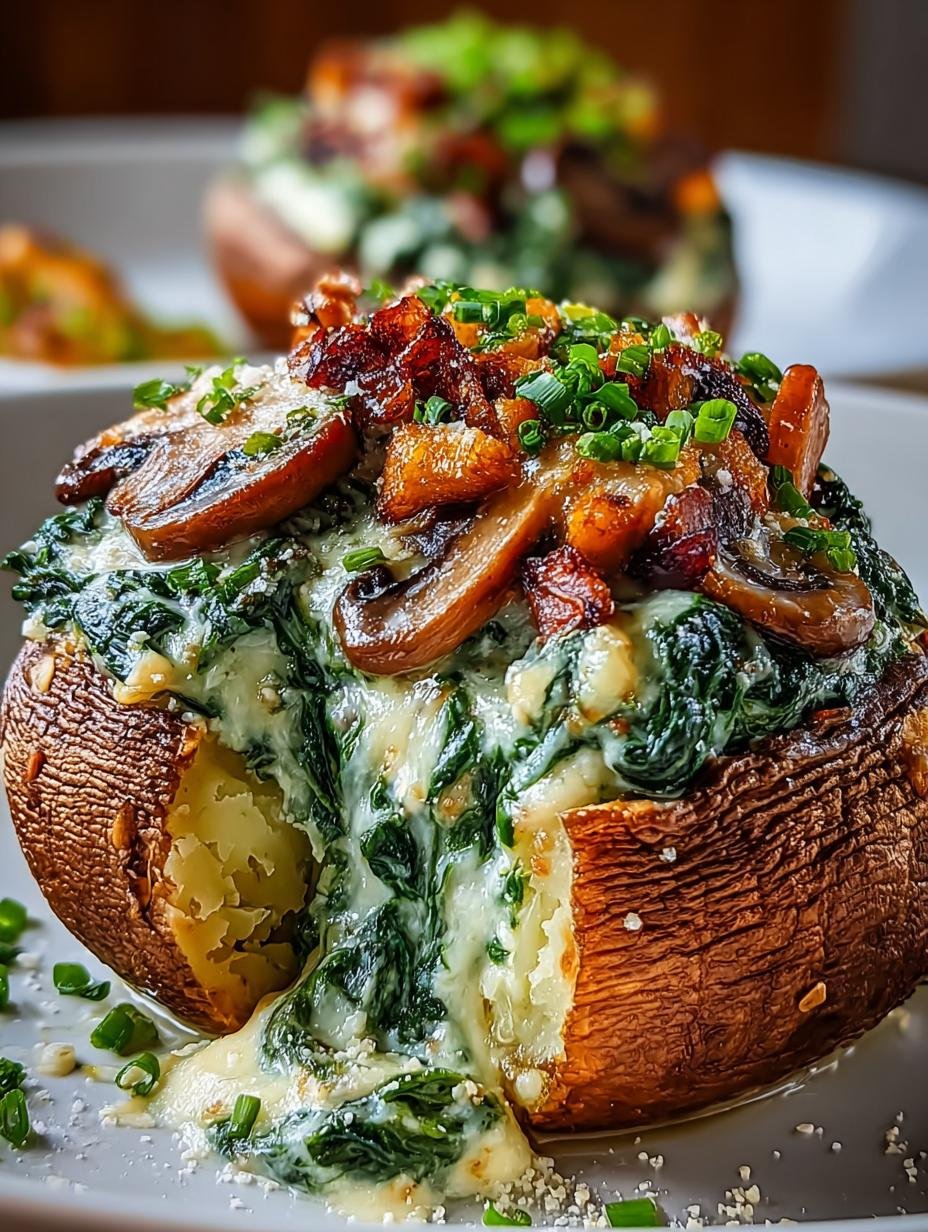 Creamy Mushroom Spinach Stuffed Sweet Potatoes Delight - Creamy Mushroom Spinach Stuffed - main visual representation