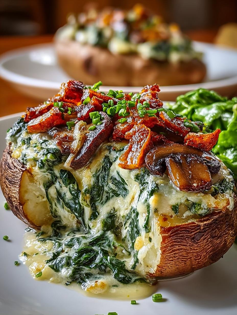 Creamy Mushroom Spinach Stuffed Sweet Potatoes Delight - Creamy Mushroom Spinach Stuffed - additional detail